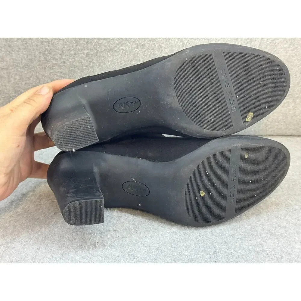 AK Anne Klein Sport Kerry - Black Round Toe PULL ON Ankle Bootie Heels - 10M